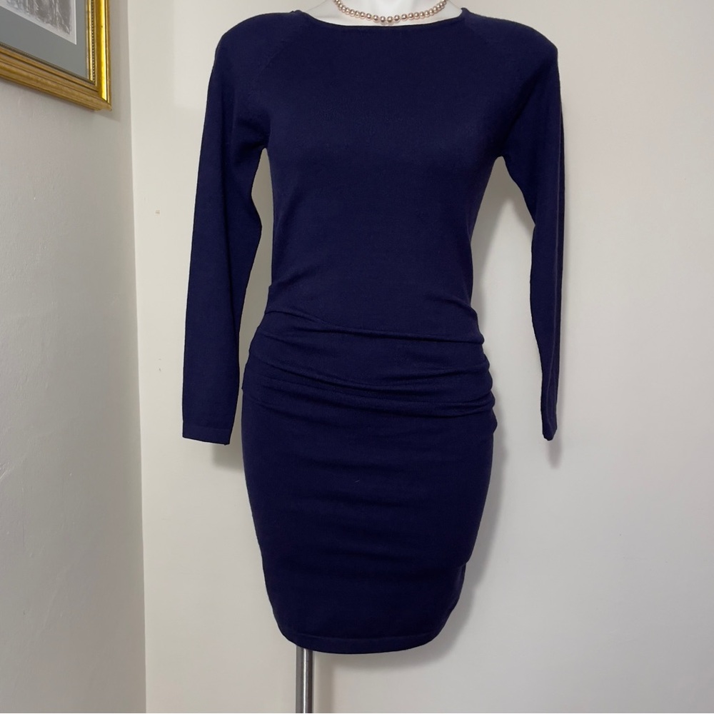 Pullover Factory Navy Sweater Dress Size: Extra Small - Picture 10 of 17